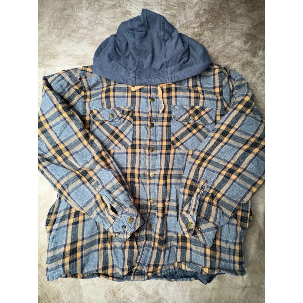 Legendary Outfitters Mens XL Plaid Flannel Jacket Hoodie Y2K Style